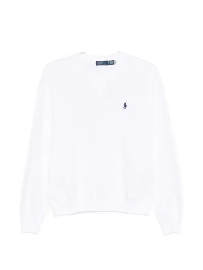 Polo Ralph Lauren Cotton Fleece Crewneck Sweatshirt In White
