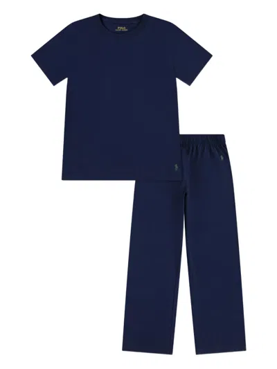 Polo Ralph Lauren Kids' Logo-detail T-shirt And Trousers In Blue