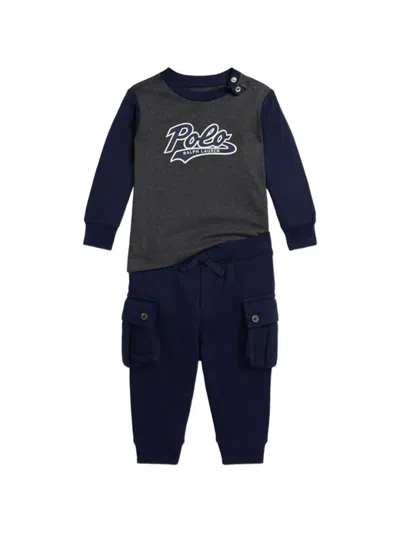 Polo Ralph Lauren Babies' Logo-detail Tracksuit Set In Blue