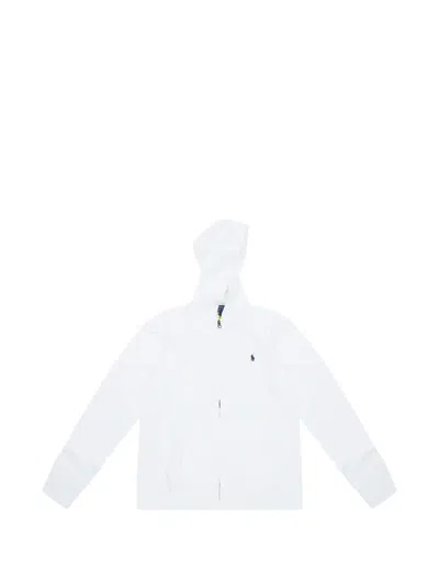 Polo Ralph Lauren Kids' Logo-detail Zip Hoodie In White