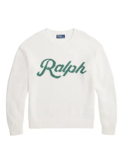 Polo Ralph Lauren Knitwear Sweater Ribbed Hem Cuff Detail In White