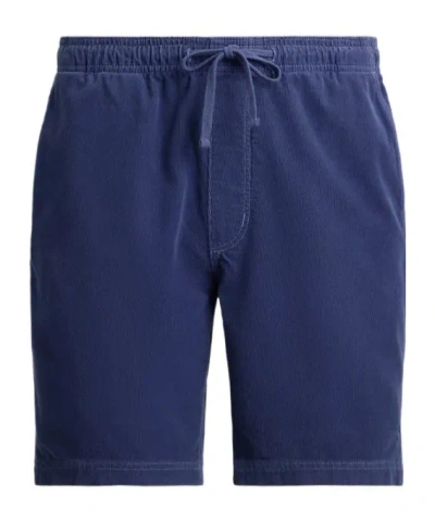 Polo Ralph Lauren Logo Embeoidered Drawstring Shorts In Blue