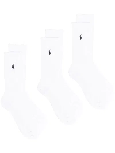 Polo Ralph Lauren Embroidered Logo Ribbed Socks 6-pack In White