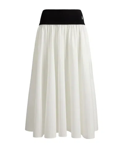 Polo Ralph Lauren Contrast-waistband A-line Skirt In White In Black