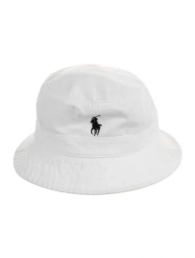 Pre-owned Polo Ralph Lauren Logo Embroidered Bucket Hat In White