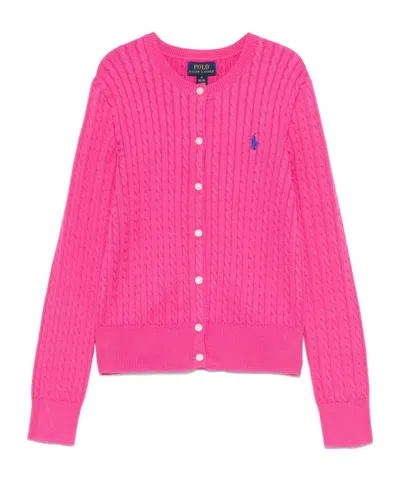 Polo Ralph Lauren Logo Embroidered Buttoned Cardigan In Pink