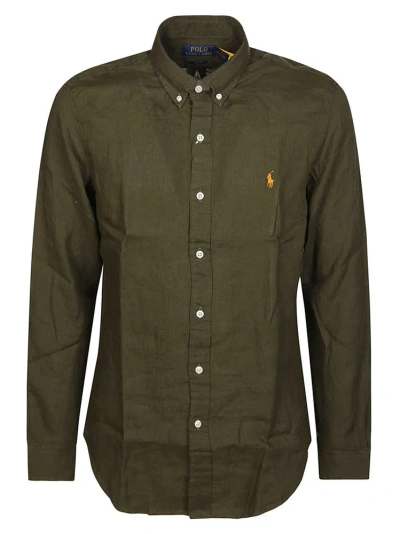Polo Ralph Lauren Logo Embroidered Buttoned Shirt In Verde