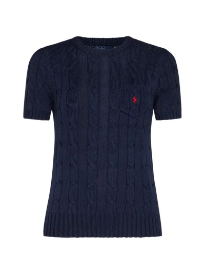 Polo Ralph Lauren Logo Embroidered Cable In Blue