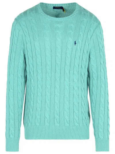 Polo Ralph Lauren Logo Embroidered Cable-knit Jumper In Green