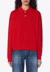 Polo Ralph Lauren Logo Embroidered Cable Knit Polo Sweater