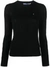 Polo Ralph Lauren Logo-embroidered Cable-knit Sweater In Black