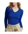 Polo Ralph Lauren Logo-embroidered Cable-knit Sweatshirt In Blue