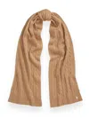 Polo Ralph Lauren Cable-knit Wool-cashmere Scarf In Camel