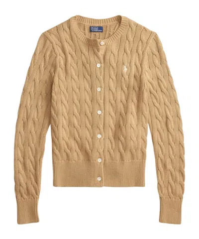 Polo Ralph Lauren Logo Embroidered Cable-knit Cardigan In White