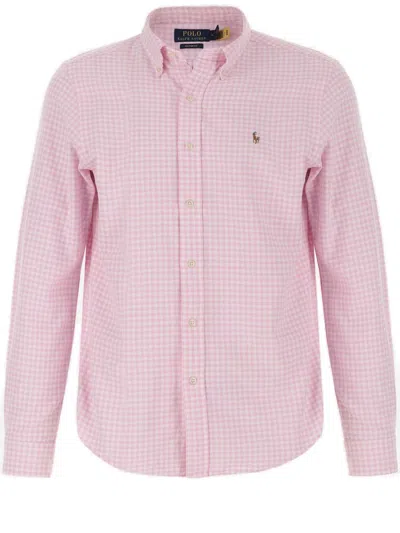Polo Ralph Lauren Logo Embroidered Checked Buttoned Shirt In Pink