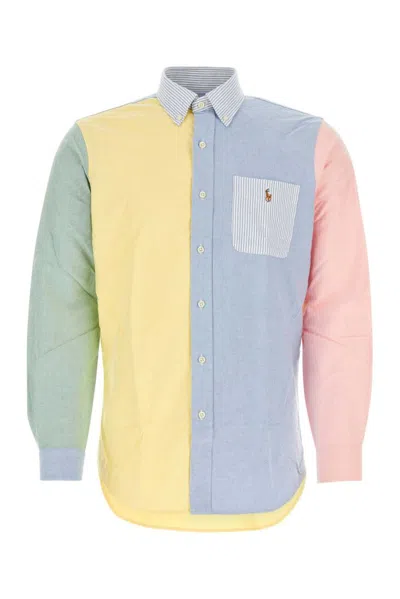 Polo Ralph Lauren Logo Embroidered Colourblock Shirt In Multi