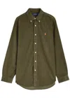 Polo Ralph Lauren Olive Green Cotton Shirt With Signature Polo Pony Motif In Khaki