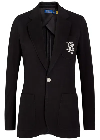 Polo Ralph Lauren Logo-embroidered Cotton-blend Blazer In Black