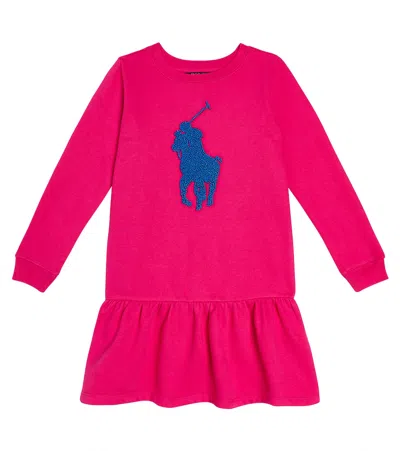 Polo Ralph Lauren Kids' Logo Embroidered Cotton-blend Dress In Pink