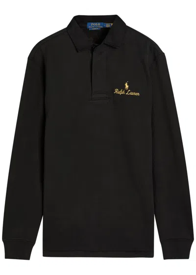 Polo Ralph Lauren Logo-embroidered Cotton-blend Polo Sweatshirt In Black