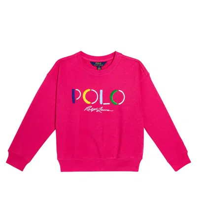 Polo Ralph Lauren Kids' Logo Embroidered Cotton-blend Sweater In Pink