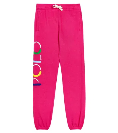 Polo Ralph Lauren Kids' Logo Embroidered Cotton-blend Sweatpants In Pink