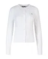 Polo Ralph Lauren Embroidered Cable-knit Cotton Cardigan In White