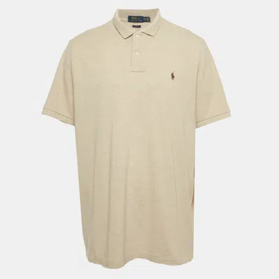 Pre-owned Polo Ralph Lauren Logo Embroidered Cotton Classic Fit Polo T-shirt Xxl In Sand
