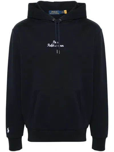 Polo Ralph Lauren Logo-embroidered Cotton Hoodie In Blue