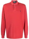 Polo Ralph Lauren Ralph Lauren Mesh Long-sleeve Polo Shirt In Red