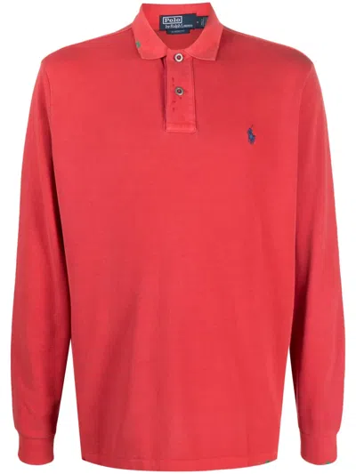 Polo Ralph Lauren Logo-embroidered Cotton Polo Shirt In Red