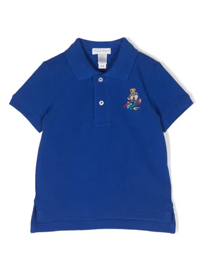 Polo Ralph Lauren Babies' Logo-embroidered Cotton Polo Shirt In Blue