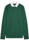 Polo Ralph Lauren 'rugby' Green Polo Shirt With Contrasting Collar And Pony Detail On The Front In Cotton Man In Green