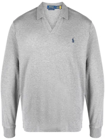 Polo Ralph Lauren Logo-embroidered Cotton Polo Shirt In Grey