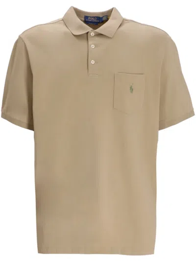 Polo Ralph Lauren Logo-embroidered Cotton Polo Shirt In Neutral