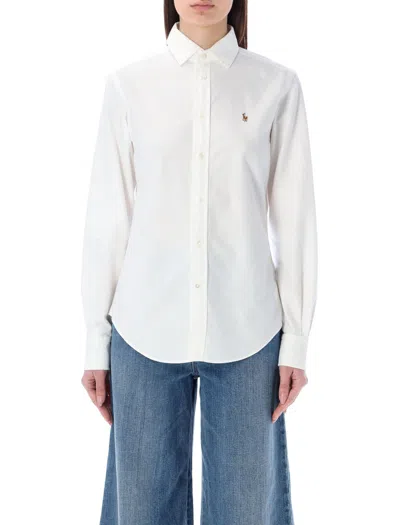 Polo Ralph Lauren Logo Embroidered Cotton Shirt For Women In White