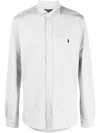 Polo Ralph Lauren Logo-embroidered Cotton Shirt In Grey