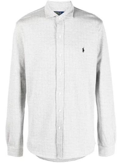 Polo Ralph Lauren Logo-embroidered Cotton Shirt In Grey