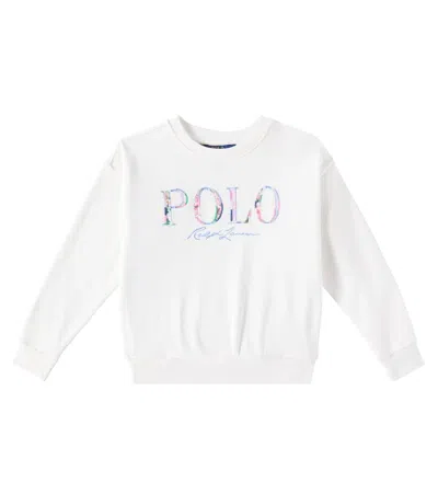 Polo Ralph Lauren Kids' Logo Embroidered Cotton Sweatshirt In White