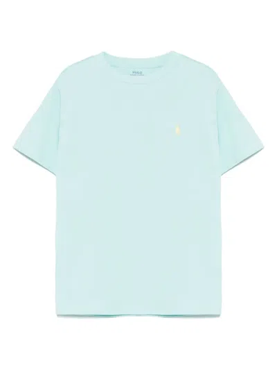 Polo Ralph Lauren Kids' Logo-embroidered Cotton T-shirt In 蓝色