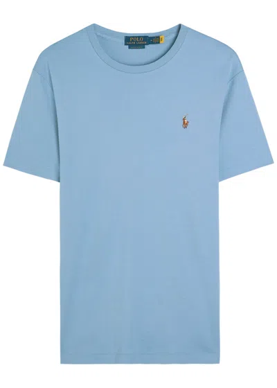 Polo Ralph Lauren Logo-embroidered Cotton T-shirt In Blue