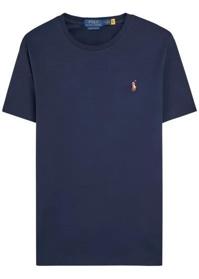 Polo Ralph Lauren Logo-embroidered Cotton T-shirt In Blue