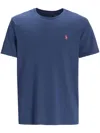 Polo Ralph Lauren Custom Slim Fit Blue Crewneck T-shirt With Pony Embroidery On The Front In Cotton Man In Blue