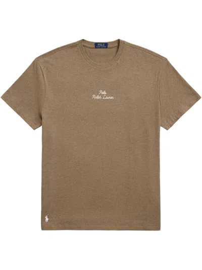 Polo Ralph Lauren Logo-embroidered Cotton T-shirt In Brown