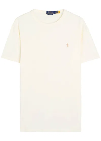 Polo Ralph Lauren Logo-embroidered Cotton T-shirt In Neutral
