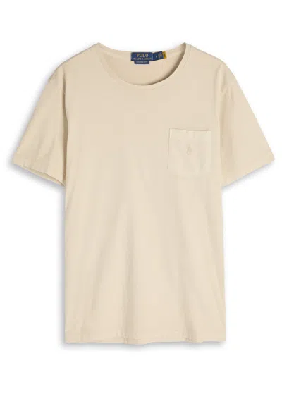 Polo Ralph Lauren Logo-embroidered Cotton T-shirt In Neutral