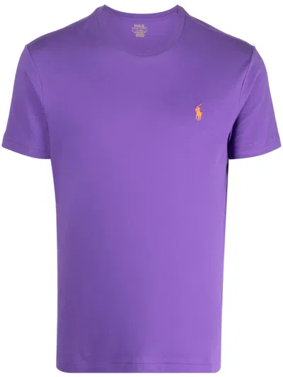 Polo Ralph Lauren Logo-embroidered Cotton T-shirt In Violett