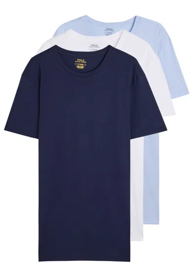 Polo Ralph Lauren Logo-embroidered Cotton T-shirts In Blue