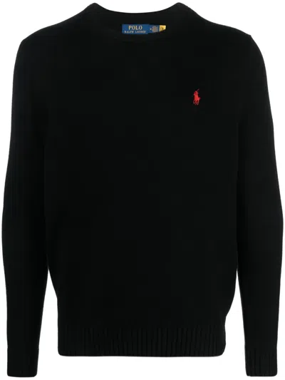 Polo Ralph Lauren Polo Pony-embroidered Knitted Jumper In Black