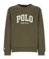 Polo Ralph Lauren Olive Green Logo-embroidered Sweatshirt In Green